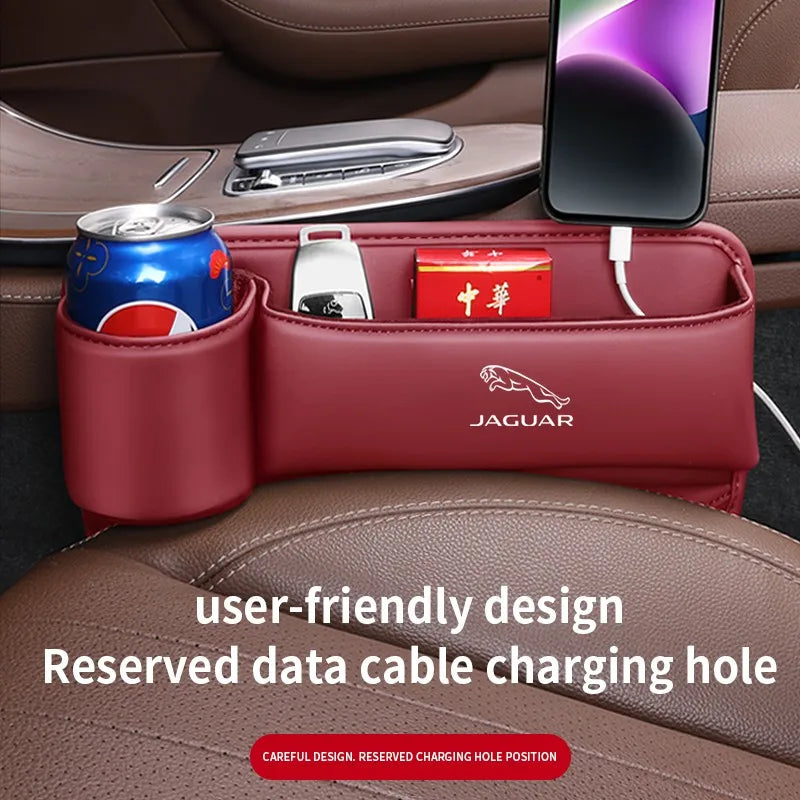 Car seat gap storage box with cup holder suitable for Jaguar