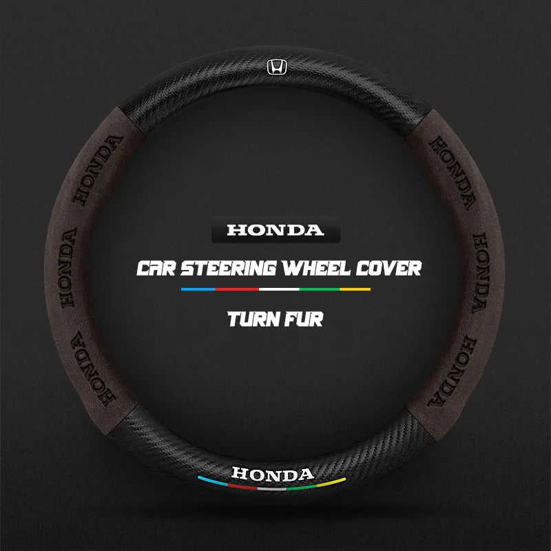 Car steering wheel cover in carbon fiber suede style suitable for Honda