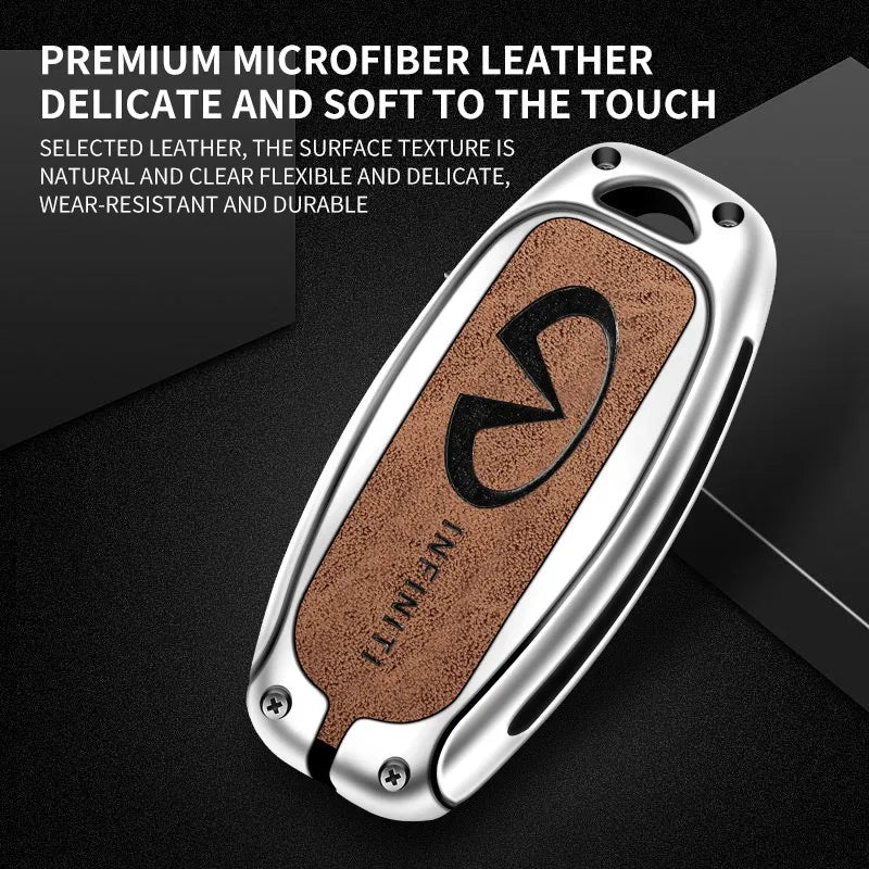 Zinc alloy genuine leather car key case for Infiniti series