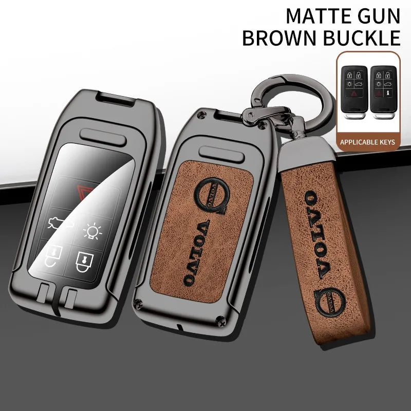 Zinc alloy genuine leather car key case for Volvo series