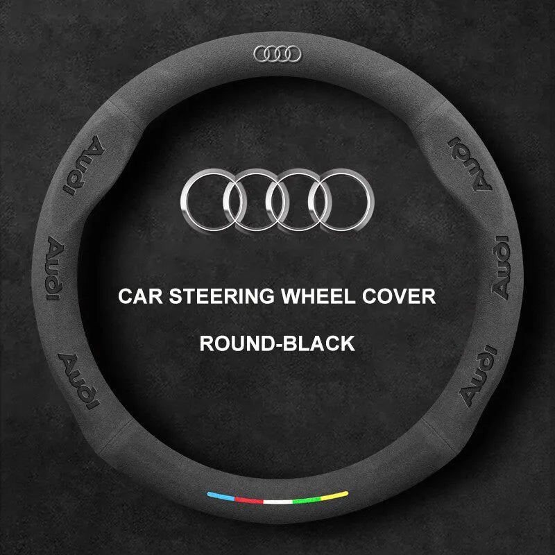 Alcantara Suede 3D Embossed Steering Wheel Cover For Audi