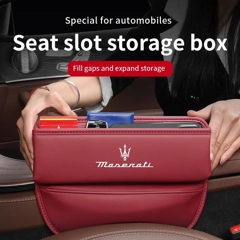 Car seat gap leather storage box suitable for Maserati