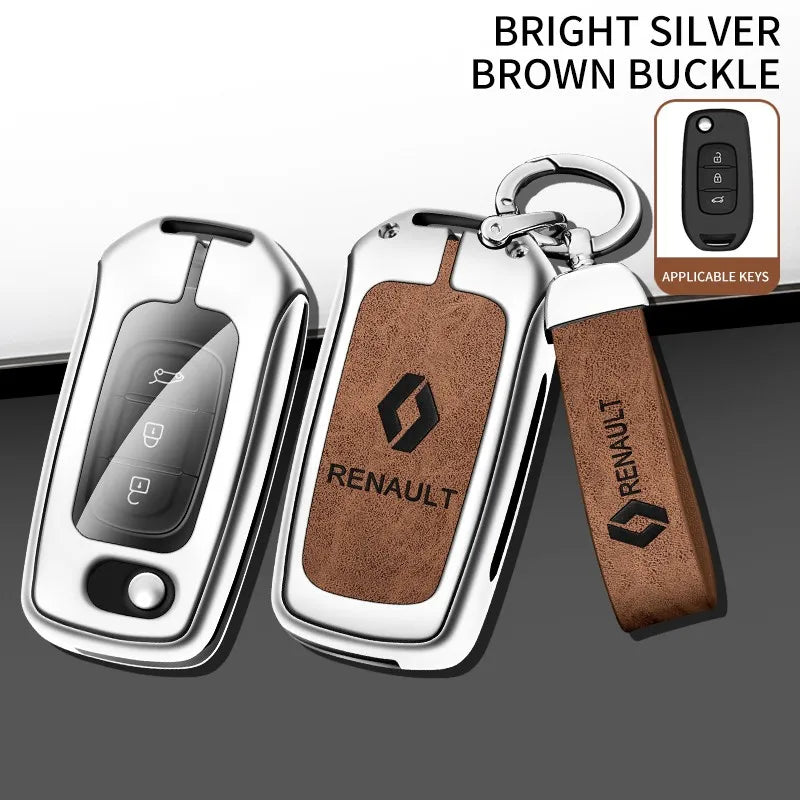 Zinc alloy genuine leather car key case for Renault series