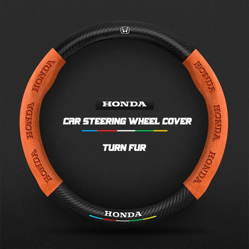 Car steering wheel cover in carbon fiber suede style suitable for Honda