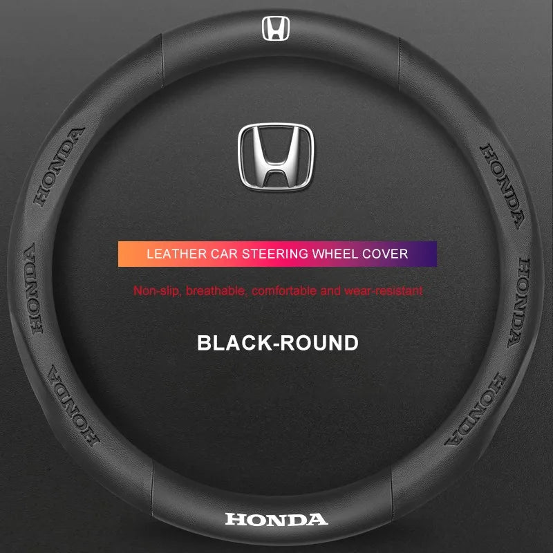 3D Embossed Genuine Leather Steering Wheel Cover For Honda