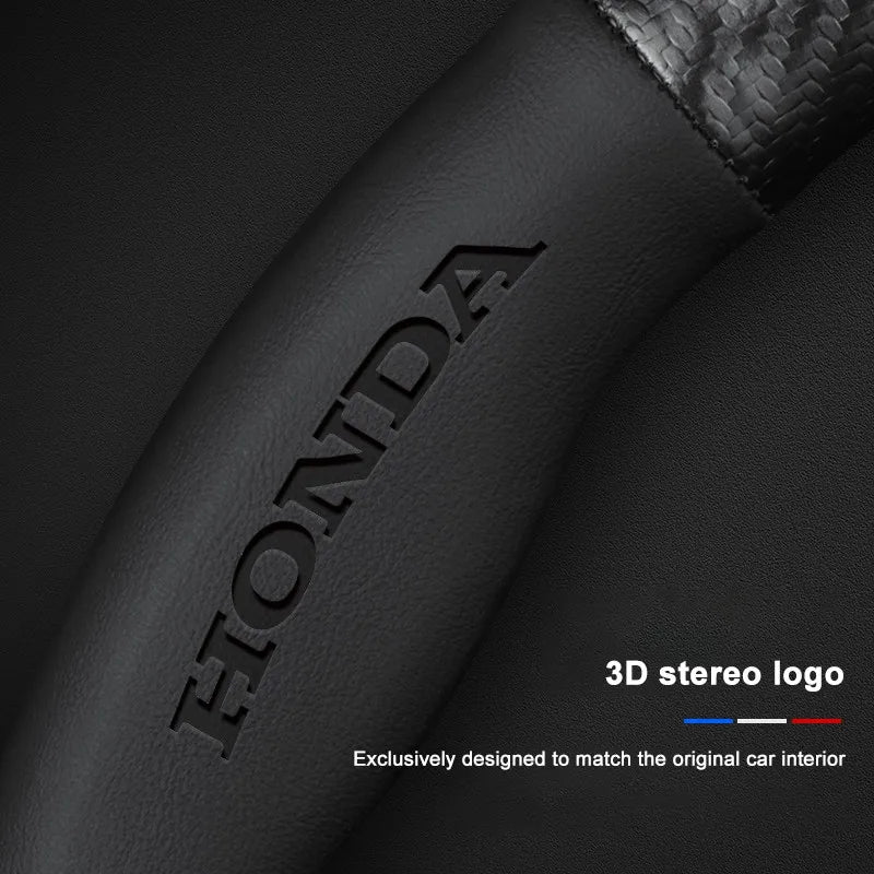 Carbon fiber genuine leather car steering wheel cover for Honda