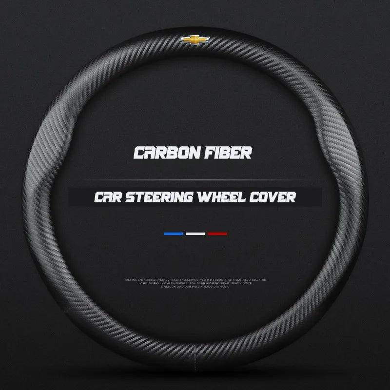 Carbon fiber genuine leather car steering wheel cover for Chevrolet