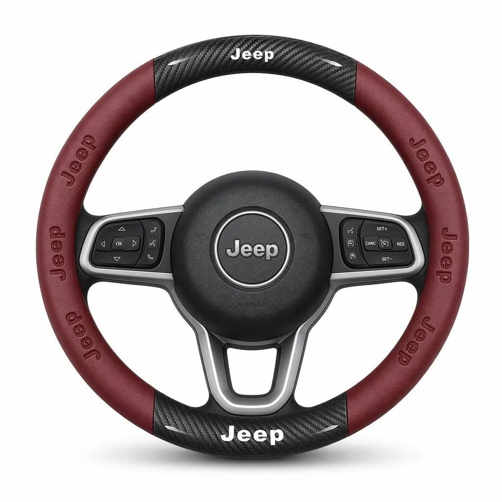 3D Embossed Genuine Leather Steering Wheel Cover For Jeep