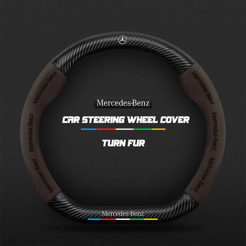 Car steering wheel cover in carbon fiber suede style suitable for Mercedes-Benz
