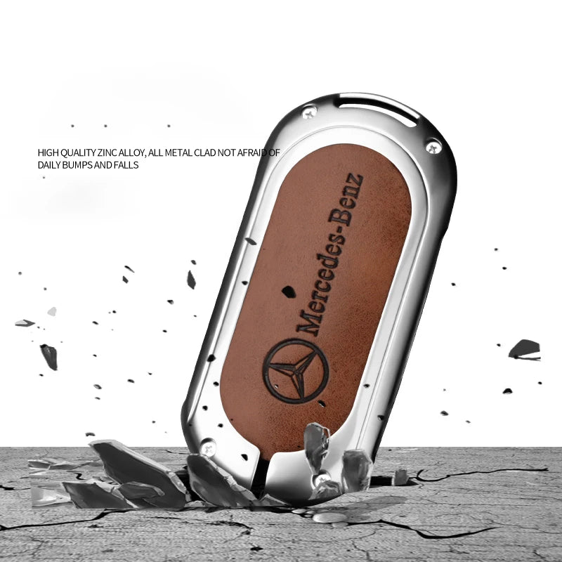 Zinc alloy genuine leather car key case for Mercedes-Benz series