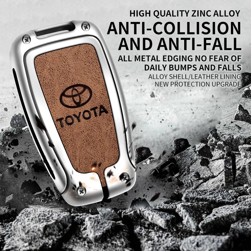 Zinc alloy genuine leather car key case for Toyota series