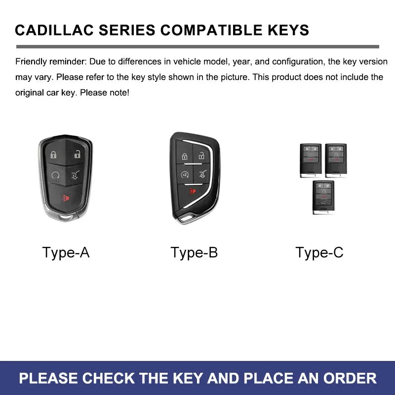 Zinc alloy genuine leather car key case for Cadillac series