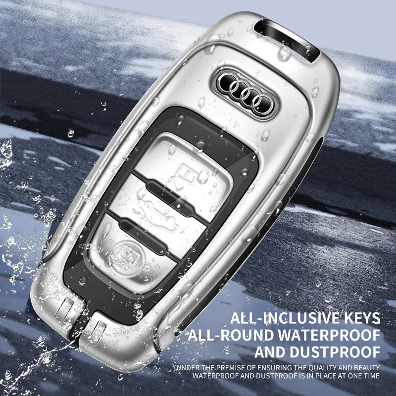 Zinc alloy genuine leather car key case for Audi series
