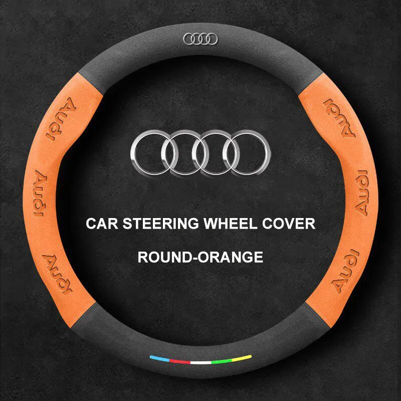 Alcantara Suede 3D Embossed Steering Wheel Cover For Audi