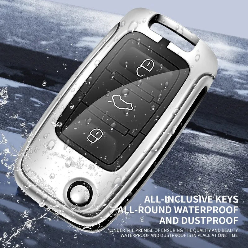 Zinc alloy genuine leather car key case for Skoda series