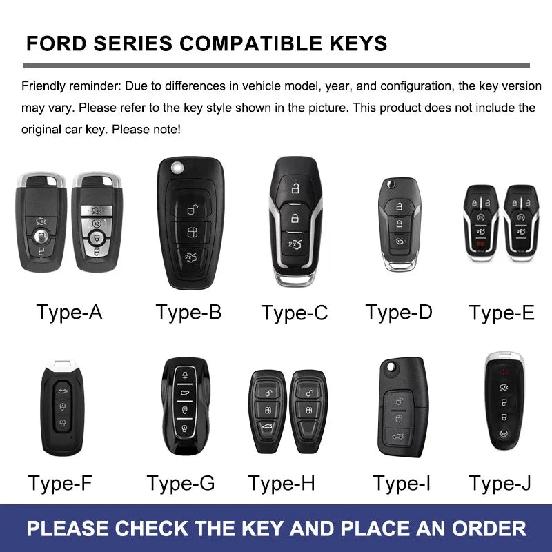 Zinc alloy genuine leather car key case for Ford series