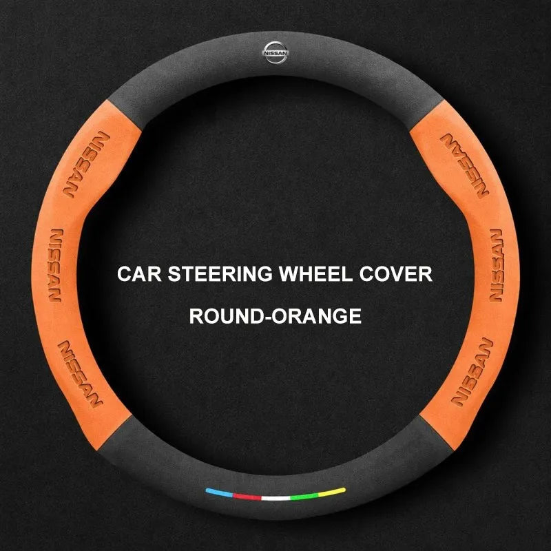 Alcantara Suede 3D Embossed Steering Wheel Cover For Nissan