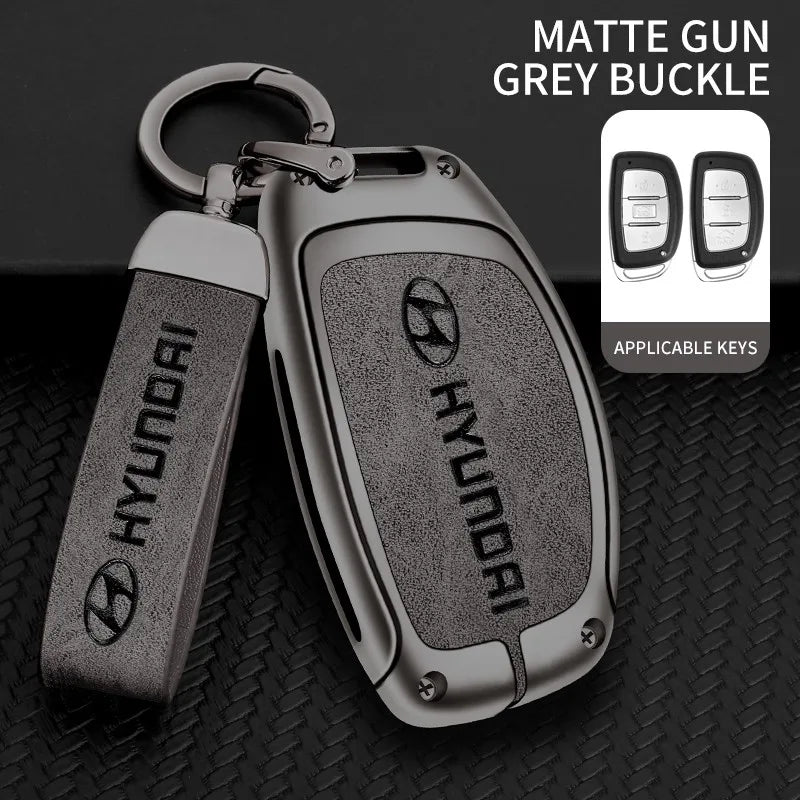 Zinc alloy genuine leather car key case for Hyundai series