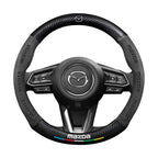 Car steering wheel cover in carbon fiber suede style suitable for Mazda