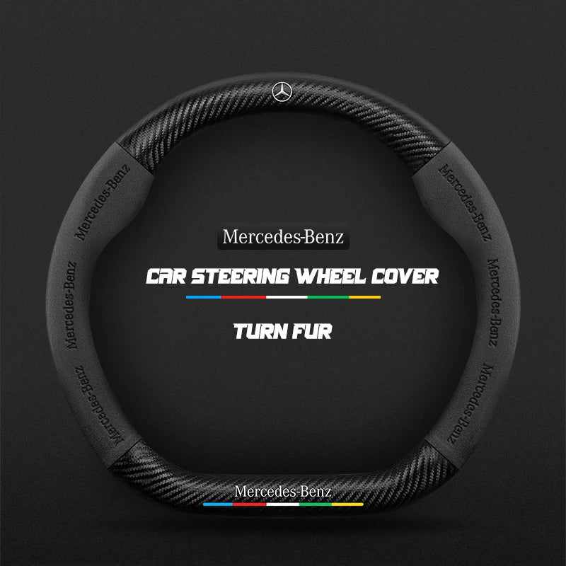 Car steering wheel cover in carbon fiber suede style suitable for Mercedes-Benz