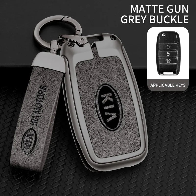 Zinc alloy genuine leather car key case for Kia series