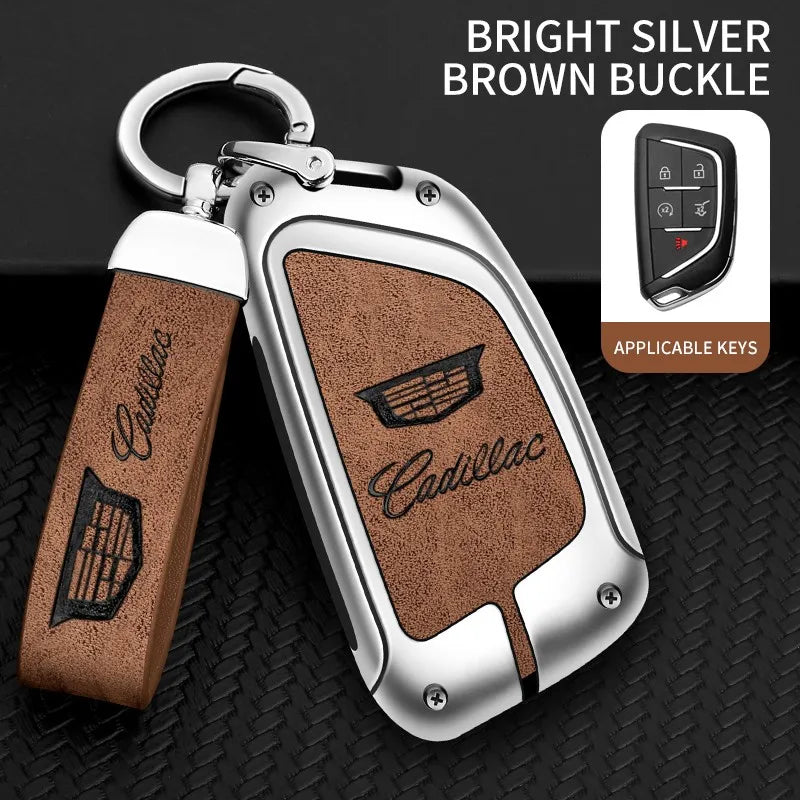 Zinc alloy genuine leather car key case for Cadillac series