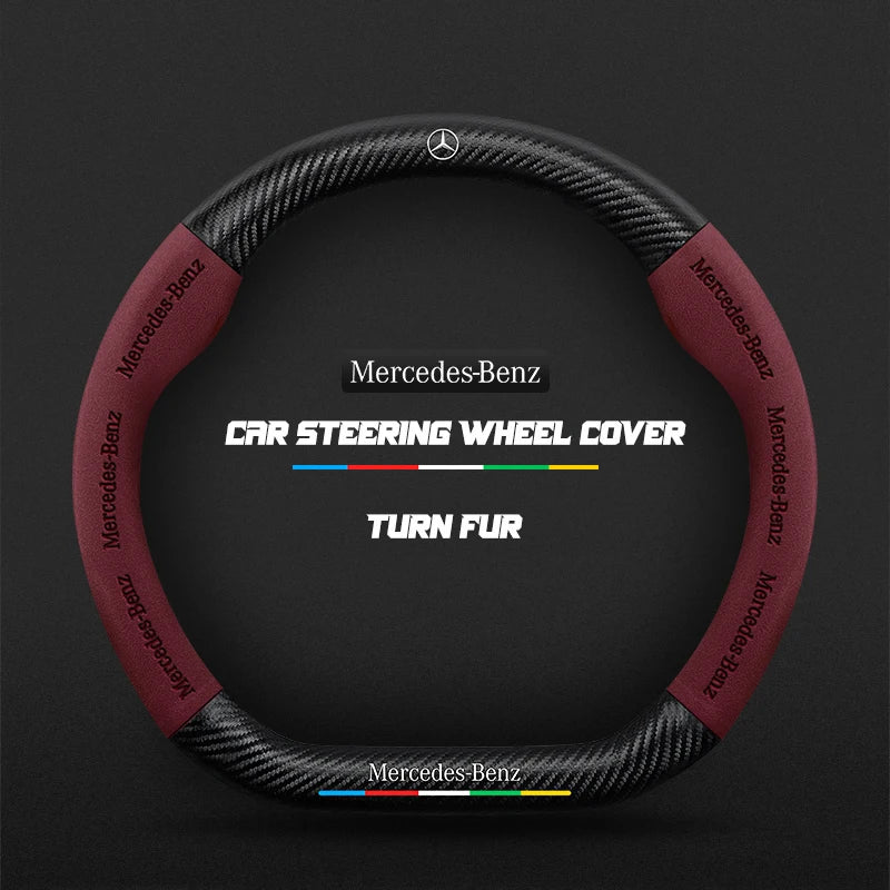Car steering wheel cover in carbon fiber suede style suitable for Mercedes-Benz