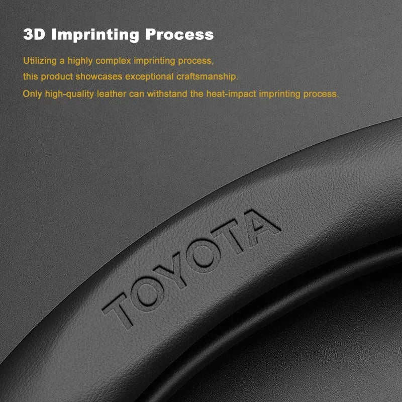 3D Embossed Genuine Leather Steering Wheel Cover For Toyota