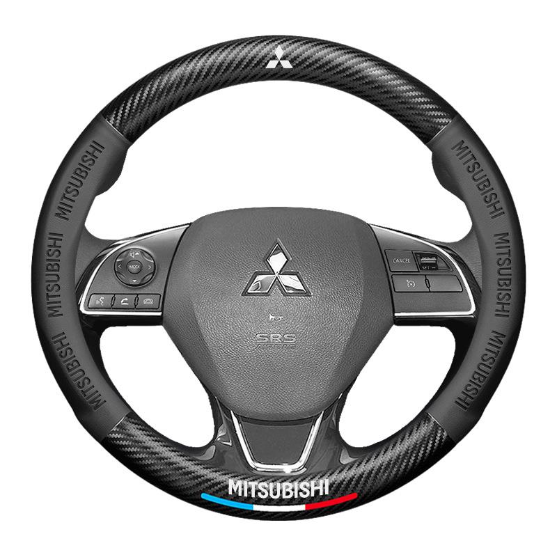Mitsubishi Steering Wheel Cover – Fits 37.5–38.5 cm (14.76–15.16 in), Genuine Leather, Anti-Slip