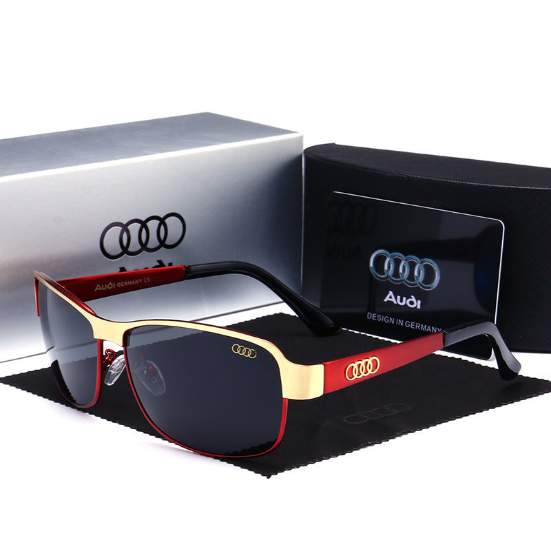 Audi Retro Oval UV400 Polarized Sunglasses for Men Women Motorcycle Glasses Anti-Glare Outdoor Adventure Shades