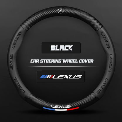 Lexus Steering Wheel Cover – Fits 37.5–38.5 cm (14.76–15.16 in), Genuine Leather, Anti-Slip