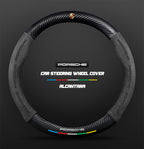 Car steering wheel cover in carbon fiber suede style suitable for Porsche