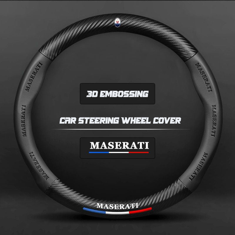 Maserati Steering Wheel Cover – Fits 37.5–38.5 cm (14.76–15.16 in), Genuine Leather, Anti-Slip