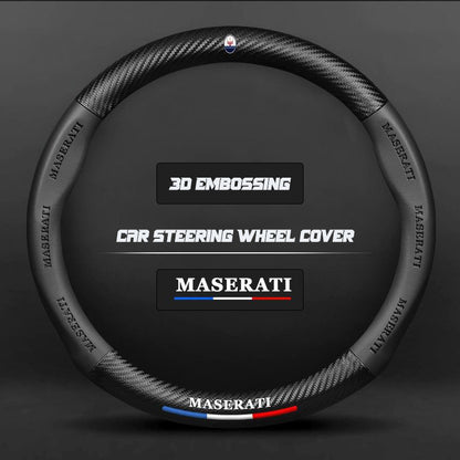 Maserati Steering Wheel Cover – Fits 37.5–38.5 cm (14.76–15.16 in), Genuine Leather, Anti-Slip