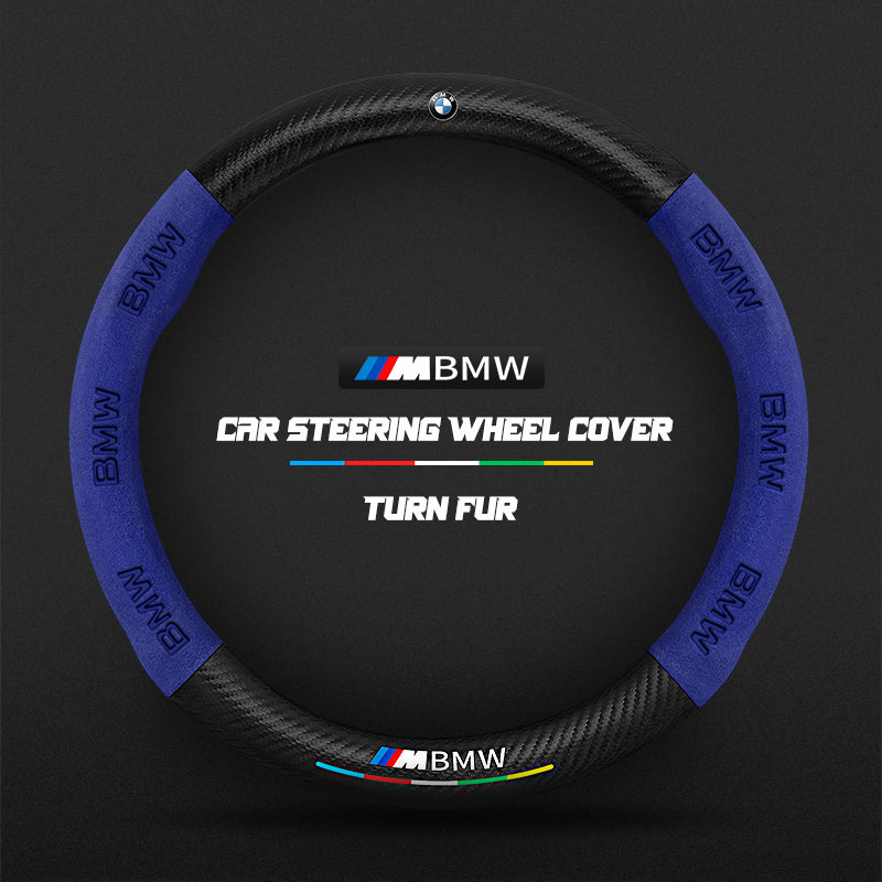 Car steering wheel cover in carbon fiber suede style suitable for BMW