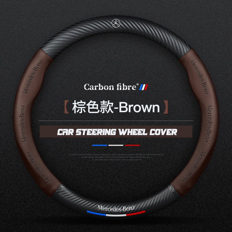 Mercedes-Benz Steering Wheel Cover – Fits 37.5–38.5 cm (14.76–15.16 in), Genuine Leather, Anti-Slip
