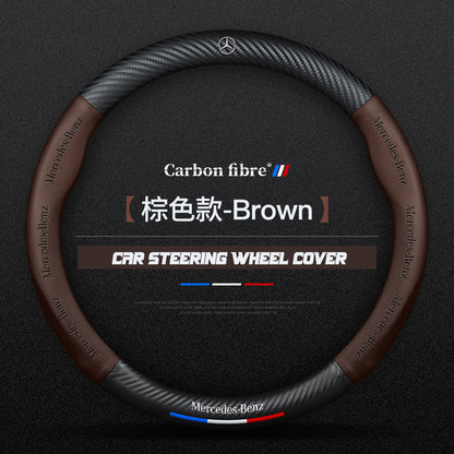 Mercedes-Benz Steering Wheel Cover – Fits 37.5–38.5 cm (14.76–15.16 in), Genuine Leather, Anti-Slip