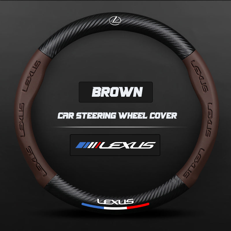 Lexus Steering Wheel Cover – Fits 37.5–38.5 cm (14.76–15.16 in), Genuine Leather, Anti-Slip