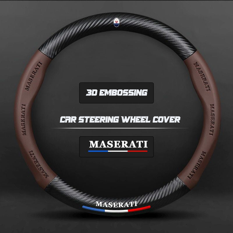 Maserati Steering Wheel Cover – Fits 37.5–38.5 cm (14.76–15.16 in), Genuine Leather, Anti-Slip