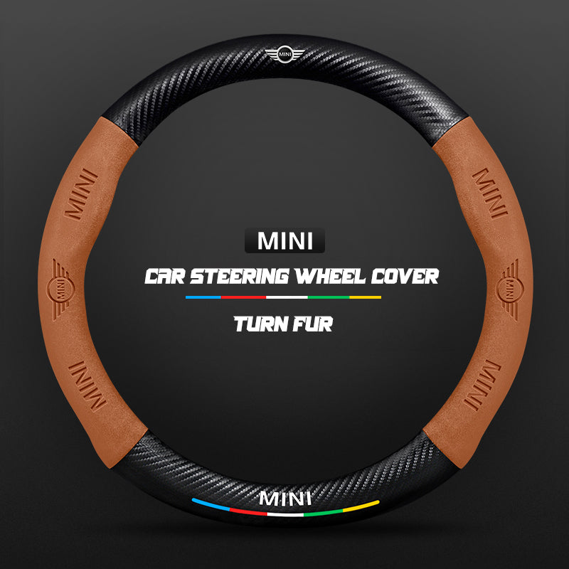 Car steering wheel cover in carbon fiber suede style suitable for BMW MINI