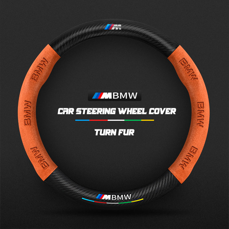 Car steering wheel cover in carbon fiber suede style suitable for BMW M Performance