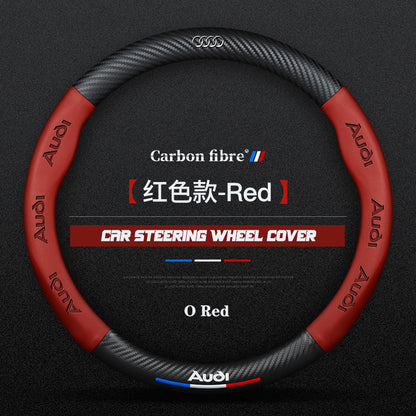 Audi Steering Wheel Cover – Fits 37.5–38.5 cm (14.76–15.16 in), Genuine Leather, Anti-Slip