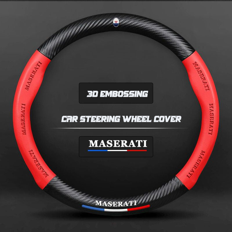 Maserati Steering Wheel Cover – Fits 37.5–38.5 cm (14.76–15.16 in), Genuine Leather, Anti-Slip