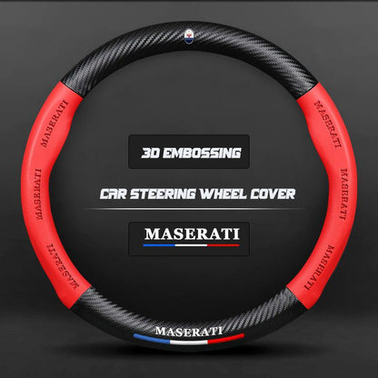 Maserati Steering Wheel Cover – Fits 37.5–38.5 cm (14.76–15.16 in), Genuine Leather, Anti-Slip