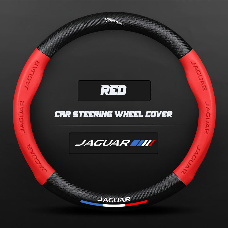 Jaguar Steering Wheel Cover – Fits 37.5–38.5 cm (14.76–15.16 in), Genuine Leather, Anti-Slip