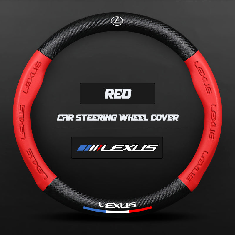 Lexus Steering Wheel Cover – Fits 37.5–38.5 cm (14.76–15.16 in), Genuine Leather, Anti-Slip