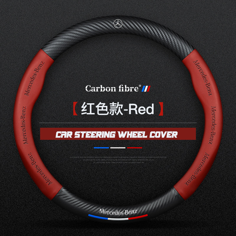 Mercedes-Benz Steering Wheel Cover – Fits 37.5–38.5 cm (14.76–15.16 in), Genuine Leather, Anti-Slip