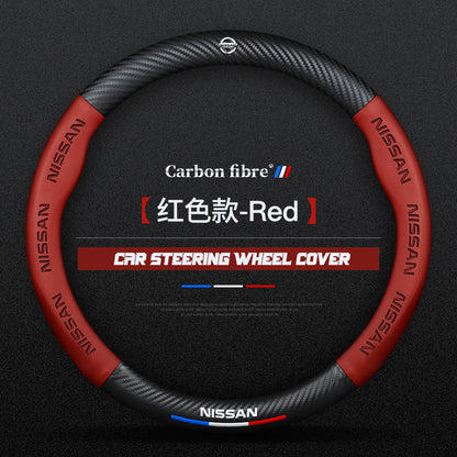 Nissan Steering Wheel Cover – Fits 37.5–38.5 cm (14.76–15.16 in), Genuine Leather, Anti-Slip