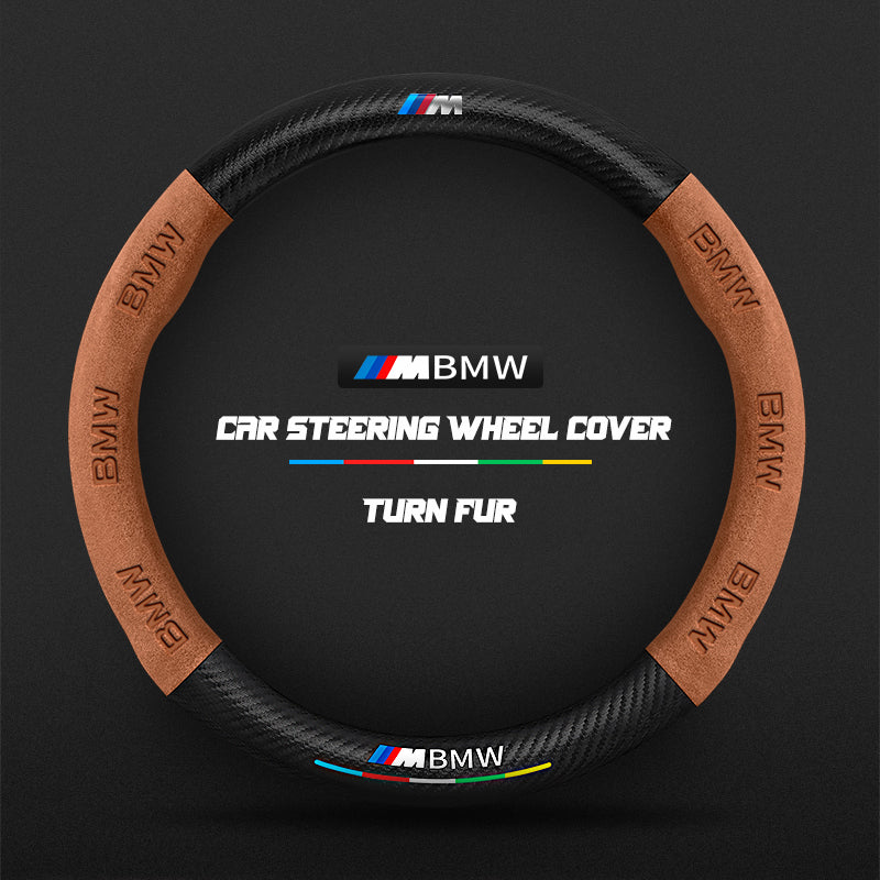 Car steering wheel cover in carbon fiber suede style suitable for BMW M Performance