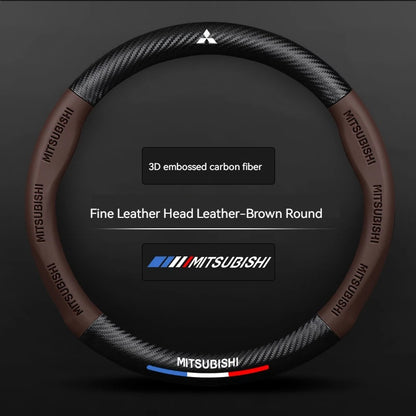 Mitsubishi Steering Wheel Cover – Fits 37.5–38.5 cm (14.76–15.16 in), Genuine Leather, Anti-Slip